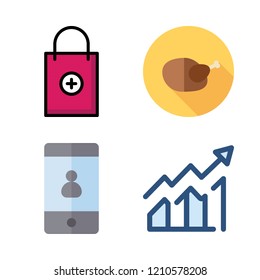 up icon set. vector set about profits, without, shopping bag and smartphone icons set.