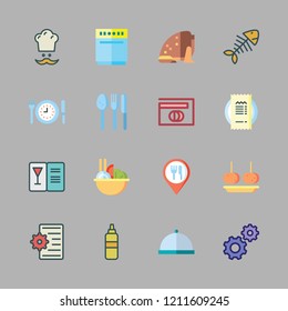  icon set. vector set about restaurant, menu, dinner and fishbone icons set.