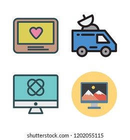  icon set. vector set about satellite and monitor icons set.