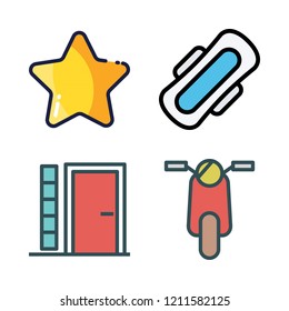 icon set. vector set about scooter, star, entrance and compress icons set.