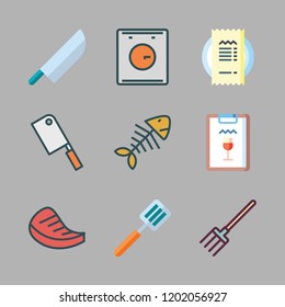  icon set. vector set about spatula, butcher, meat and fishbone icons set.