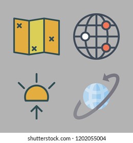  icon set. vector set about sunrise, worldwide and map icons set.