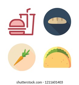  icon set. vector set about taco, healthy food, baguettes and hamburger icons set.