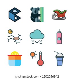  icon set. vector set about vinegar, sled, cloud and drought icons set.