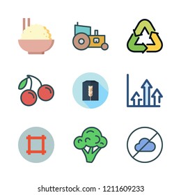  icon set. vector set about wheat flour, broccoli, cherry and cloudless icons set.