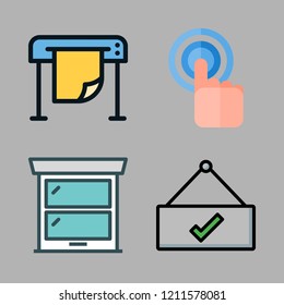 icon set. vector set about window, printing, open and tap icons set.