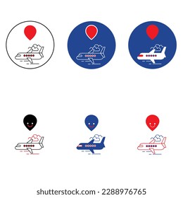 icon set icon vector Aeroplane Traveling Location Airport logo