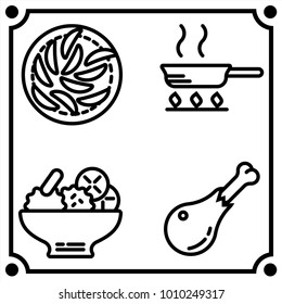 icon set vector coocking food chicken