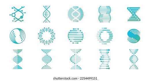 conjunto de iconos Modelo de diseño del logotipo genético Vector DNA para la inspiración del logotipo de la tecnología científica.