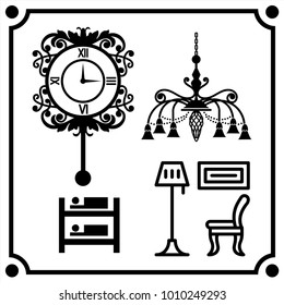 icon set vector furniture table watch