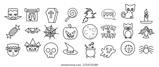 Conjunto de iconos Vector gráfico de icono de Halloween en estilo de línea