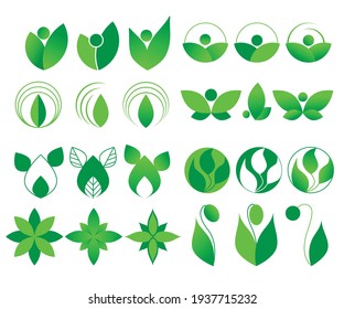 Conjunto de iconos. Ilustración vectorial aislada. Logo de Green Eco. ... Ilustración del vector