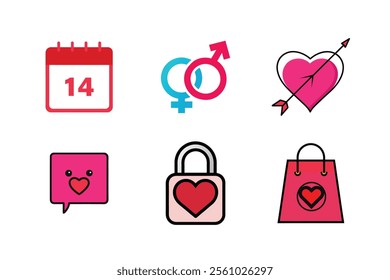Icon set vector illustration for Valentine's Day