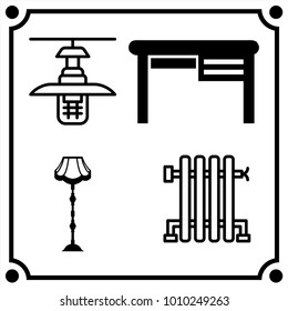 icon set vector lamp heating system