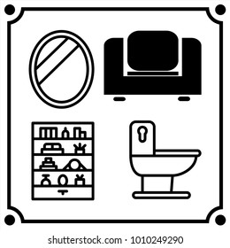 icon set vector mirror armchair toilet