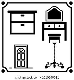 icon set vector mirror furniture table