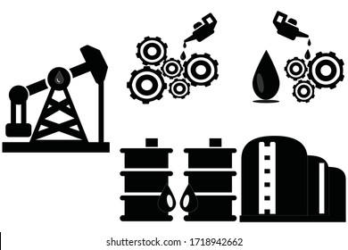 Icon set vector oil industry. white color background