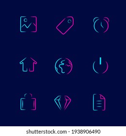 Icon set vector silhouette line pop art potrait logo colorful design with dark background. Abstract vector illustration. Isolated black background for t-shirt, poster, clothing.