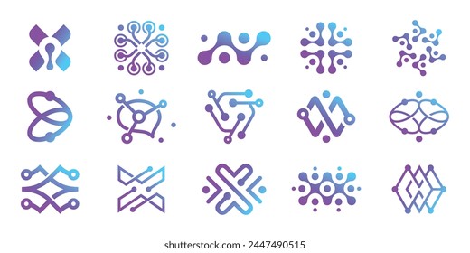 icon set vector tech dot logo design template for science, technology logo inspiration. vector illustration.