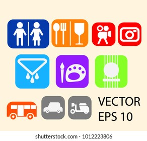 icon set vector travel and arts