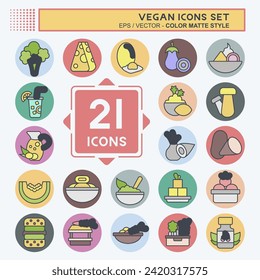 Icon Set Vegan. related to Vegetable symbol. color mate style. simple design editable. simple illustration