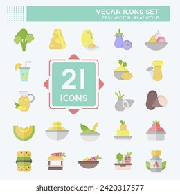 Icon Set Vegan. related to Vegetable symbol. flat style. simple design editable. simple illustration