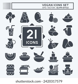 Icon Set Vegan. related to Vegetable symbol. glyph style. simple design editable. simple illustration