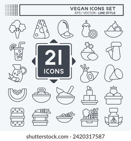 Icon Set Vegan. related to Vegetable symbol. line style. simple design editable. simple illustration