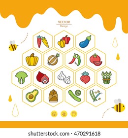 icon set vegetable vector