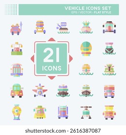 Icon Set Vehicle. related to Transportation symbol. flat style. editable