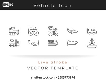 Icon Set Vehicle For Website, Infographic Element. Vector Illustration