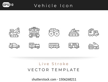 Icon Set Vehicle For Website, Infographic Element. Vector Illustration