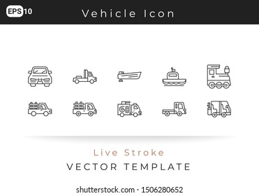 Icon Set Vehicle For Website, Infographic Element. Vector Illustration