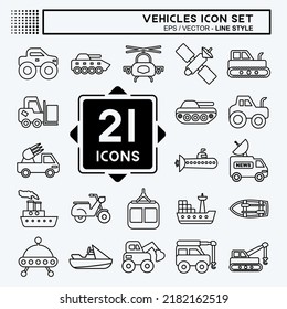 Icon Set Vehicles. suitable for Education symbol. line style. simple design editable. design template vector. simple illustration