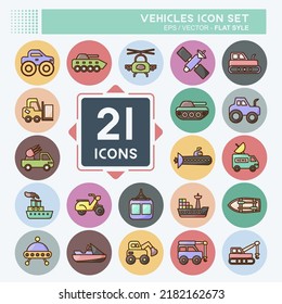 Vehículos de conjunto de iconos. adecuado para el símbolo Educación. estilo plano. diseño simple editable. vector de plantilla de diseño. ilustración simple