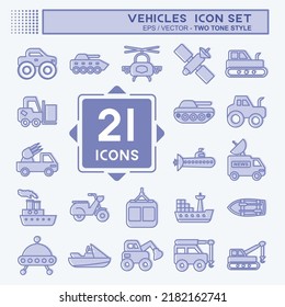 Icon Set Vehicles. suitable for Education symbol. two tone style. simple design editable. design template vector. simple illustration