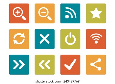 Icon Set - vibrant square - Basic Web & Computer - Illustration
