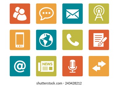 Icon Set - vibrant square - Communication - Illustration
