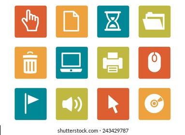 Icon Set - vibrant square - Computer - Illustration