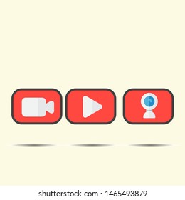 Icon Set Video Play And Web Cam, 
Communication Use Video Symbol Illustrations. Vector EPS10