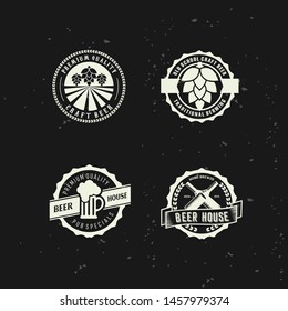  icon set Vintage beer brewery vector emblems, labels, badges, logos, stamp , icon . craft beer with a black background