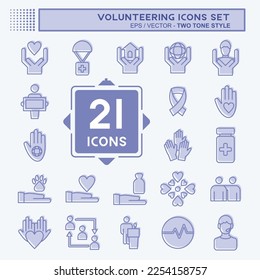 Icon Set Icon Volunteering. related to Volunteering symbol. two tone style. Help and support. friendship