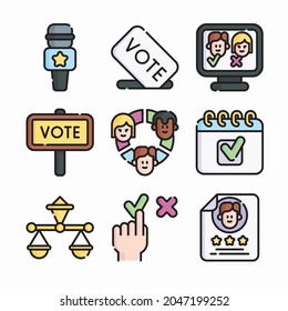 Icon Set Vote Elections for different seasons Color
