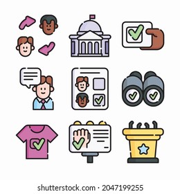 Icon Set Vote Elections for different seasons Color