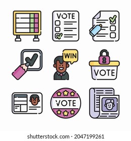 Icon Set Vote Elections for different seasons Color