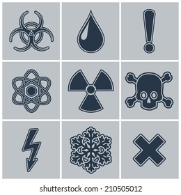 Icon set of warning symbols. Vector eps8. 