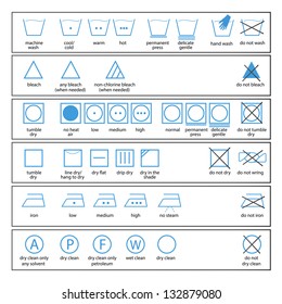 Icon Set Of Washing Signs And Textile Care Label Symbols