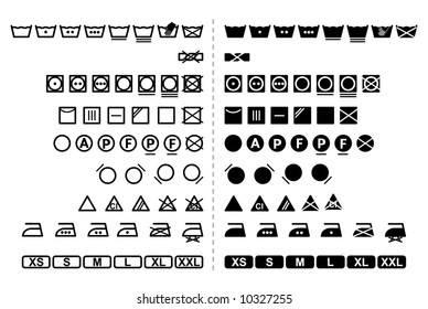 Icon Set of washing symbols / black and white / vector