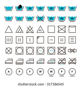 Icon Set of washing symbols (Washing instruction) 