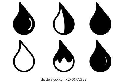 Symbolsatz von Wassertropfen einzeln auf weißem Hintergrund